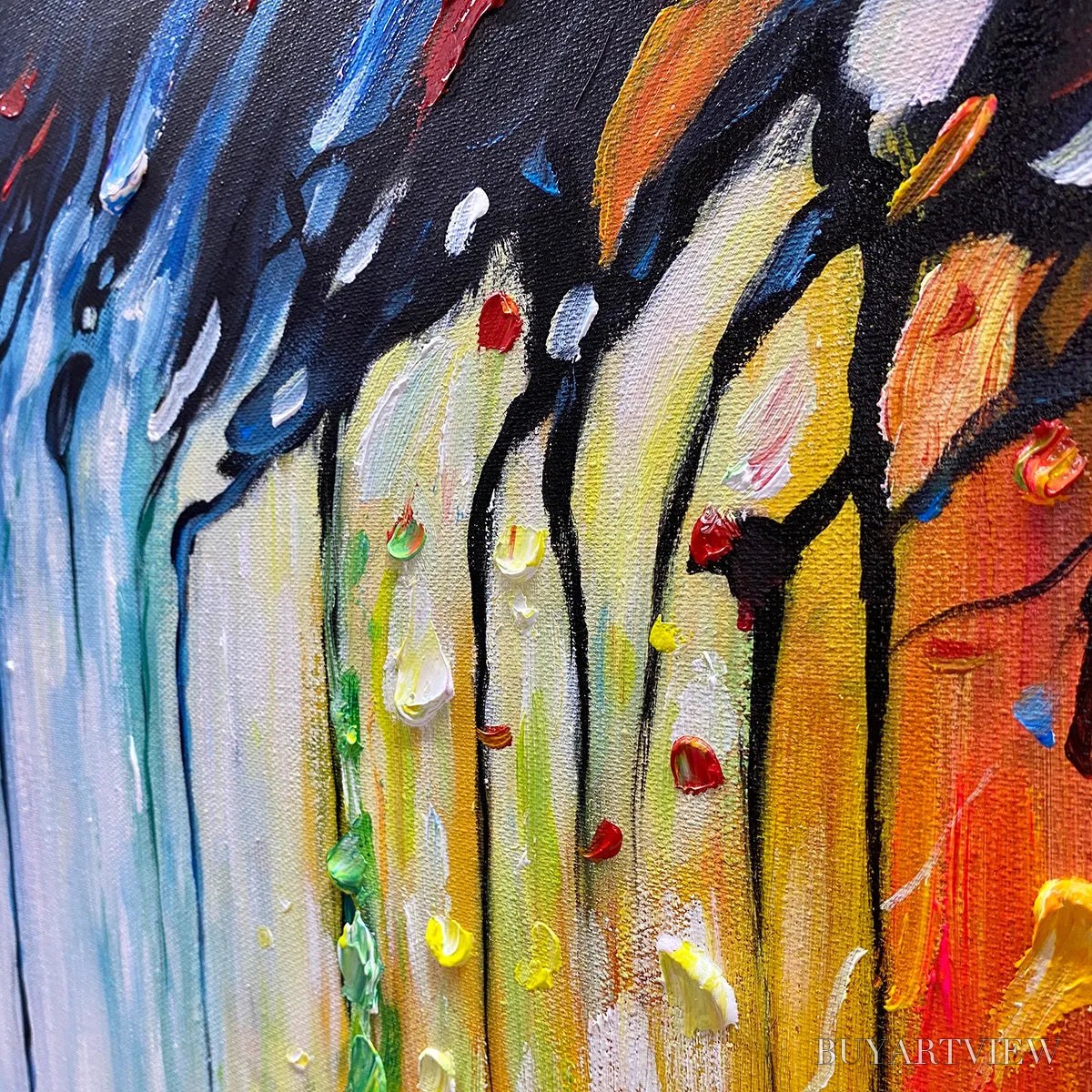 BUYARTVIEW Rainforest Melody – Abstract Painting, Colorful Waterfall, Living Room, Dining Room, Office - image 3