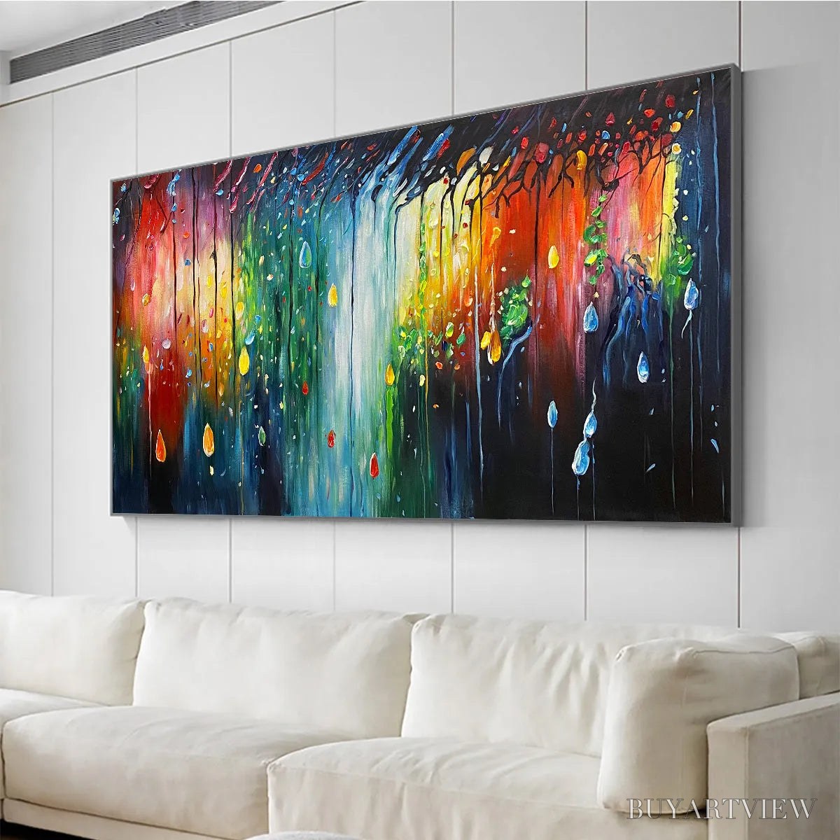 BUYARTVIEW Rainforest Melody – Abstract Painting, Colorful Waterfall, Living Room, Dining Room, Office - image 4