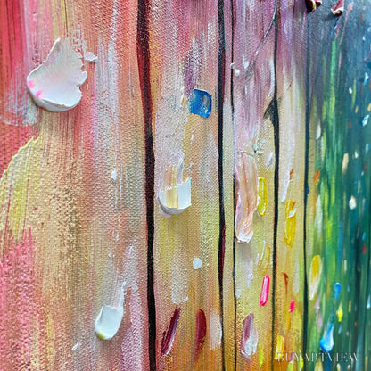 BUYARTVIEW Rainforest Melody – Abstract Painting, Colorful Waterfall, Living Room, Dining Room, Office - image 5