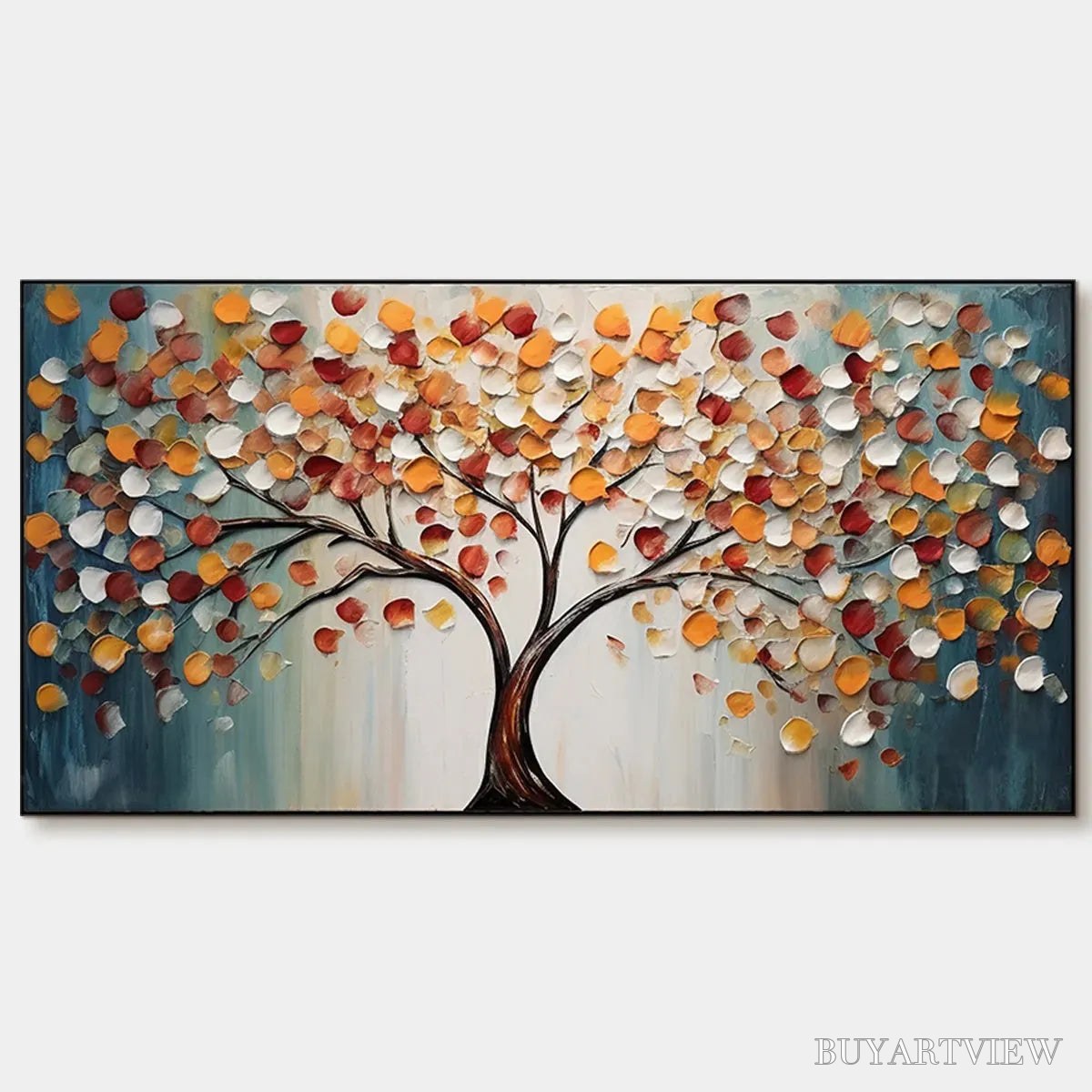 BUYARTVIEW Golden Tree of Life – Panoramic Impasto Tree Painting, Textured , Colorful, Living Room - image 1