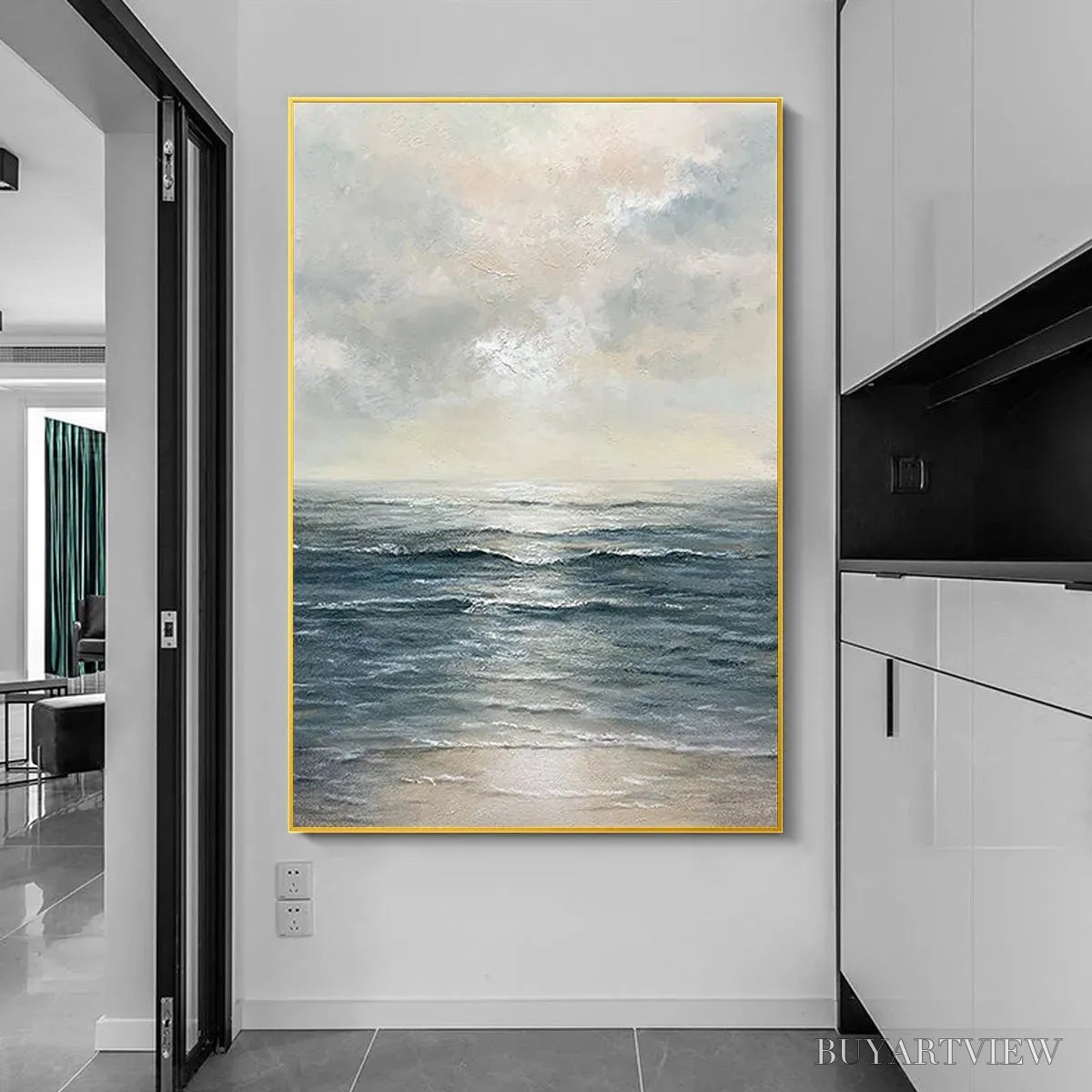 BUYARTVIEW Tranquil Shores – Serene Coastal Landscape Oil Painting - image 2