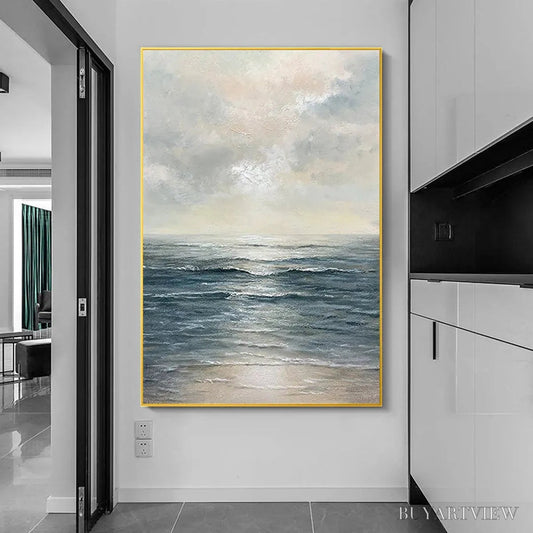 BUYARTVIEW Tranquil Shores – Serene Coastal Landscape Oil Painting - image 2
