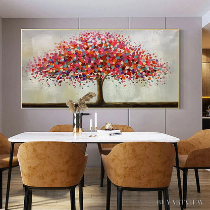 BUYARTVIEW Jewel Tree – Colorful Abstract Tree Painting, Impasto Texture, Horizontal Canvas, Modern - image 6