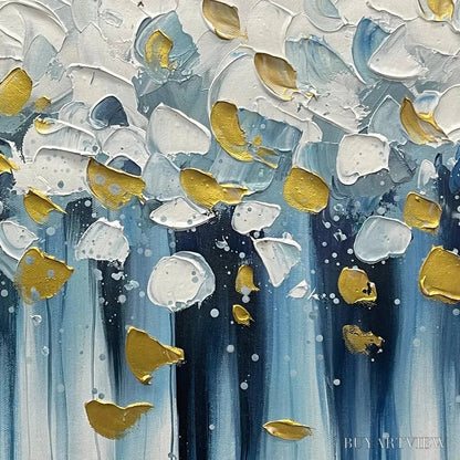 BUYARTVIEW Golden Falls – Abstract Painting in Blue and Gold, Textured Canvas, Modern - image 3