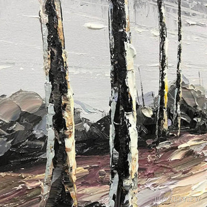 BUYARTVIEW Serene Waters – Panoramic Landscape Painting, Textured Trees and Lake - image 6