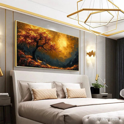 BUYARTVIEW Golden Hour – Textured Tree Painting, Impasto , Panoramic Canvas, Landscape Decor - image 6