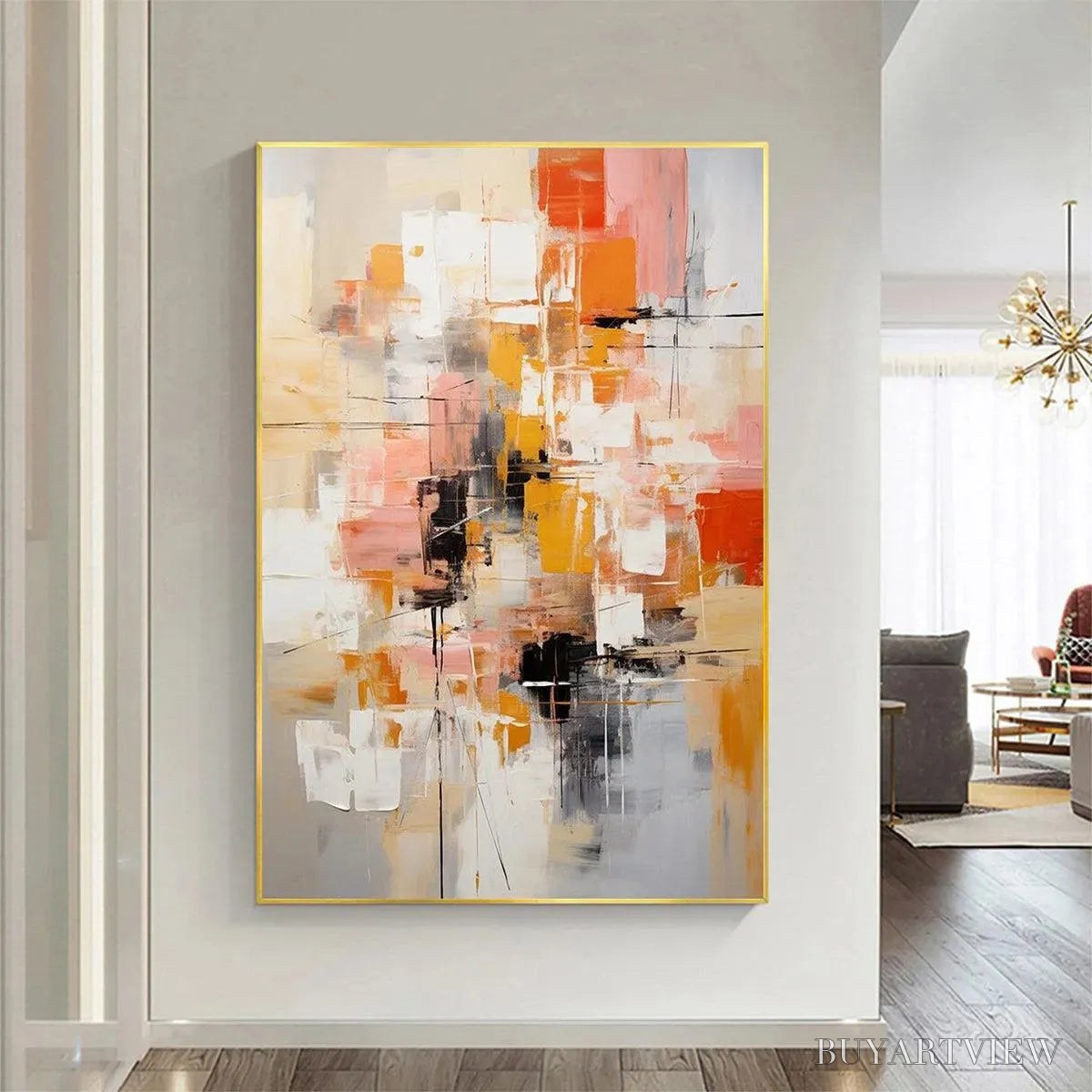 BUYARTVIEW Abstract Symphony Ii – Colorful Abstract Painting, Textured , Vertical Canvas, Modern Art - image 2