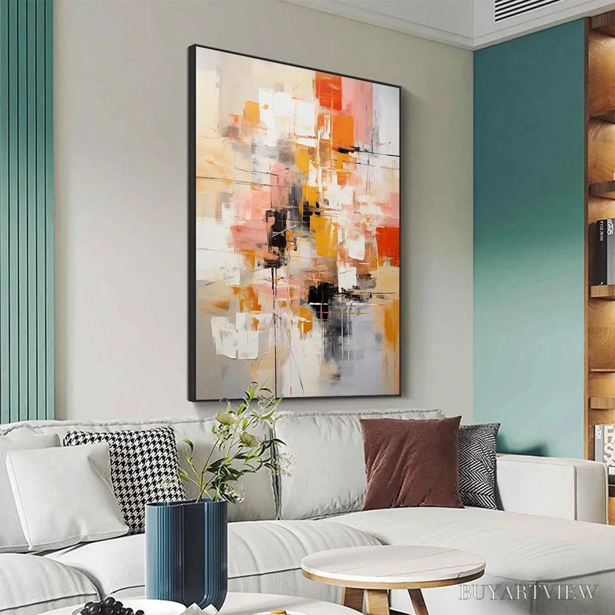 BUYARTVIEW Abstract Symphony Ii – Colorful Abstract Painting, Textured , Vertical Canvas, Modern Art - image 4