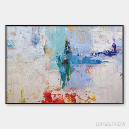 BUYARTVIEW Abstract Land – Textured Abstract Painting, Colorful , Modern Art, Panoramic, Horizontal Canvas - image 1
