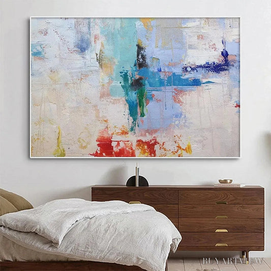 BUYARTVIEW Abstract Land – Textured Abstract Painting, Colorful , Modern Art, Panoramic, Horizontal Canvas - image 2