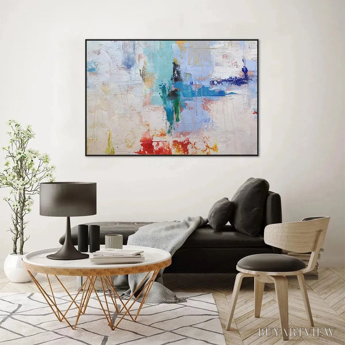 BUYARTVIEW Abstract Land – Textured Abstract Painting, Colorful , Modern Art, Panoramic, Horizontal Canvas - image 4