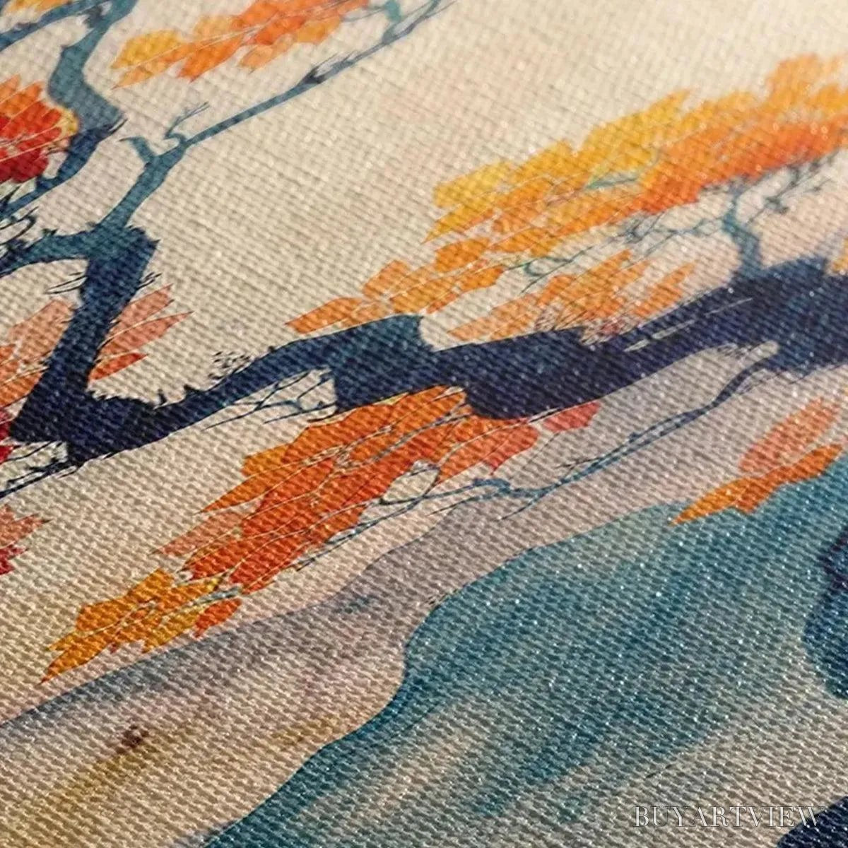 BUYARTVIEW Crimson Autumn Bonsai – Tree Painting, Vertical , Asian Decor - image 3