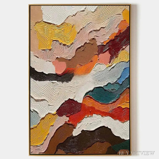 BUYARTVIEW Abstract Landscape – Textured Abstract Painting, Colorful Landscape , Vertical Canvas, Impasto Decor - image 1