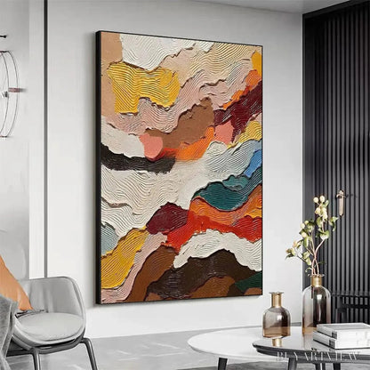 BUYARTVIEW Abstract Landscape – Textured Abstract Painting, Colorful Landscape , Vertical Canvas, Impasto Decor - image 4
