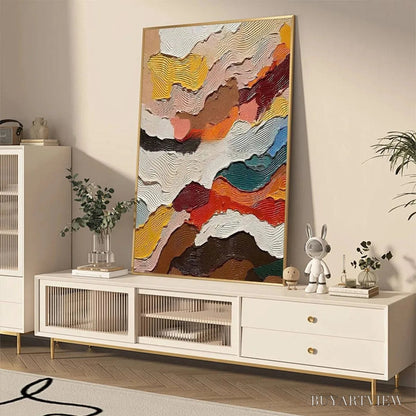 BUYARTVIEW Abstract Landscape – Textured Abstract Painting, Colorful Landscape , Vertical Canvas, Impasto Decor - image 5