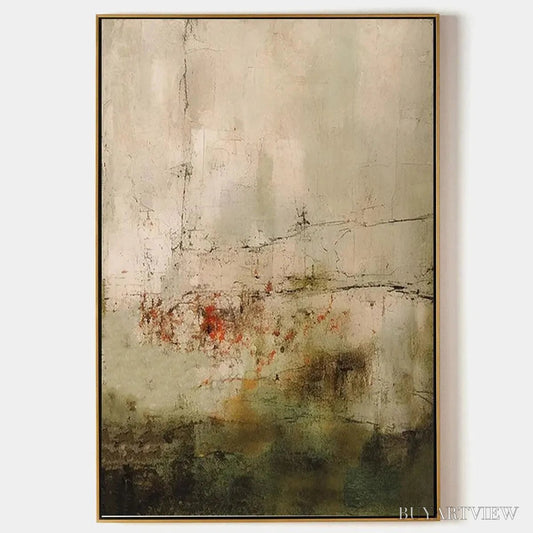 BUYARTVIEW Wabi Sabi Terrain – Textured Abstract Landscape Painting, Vertical - image 1