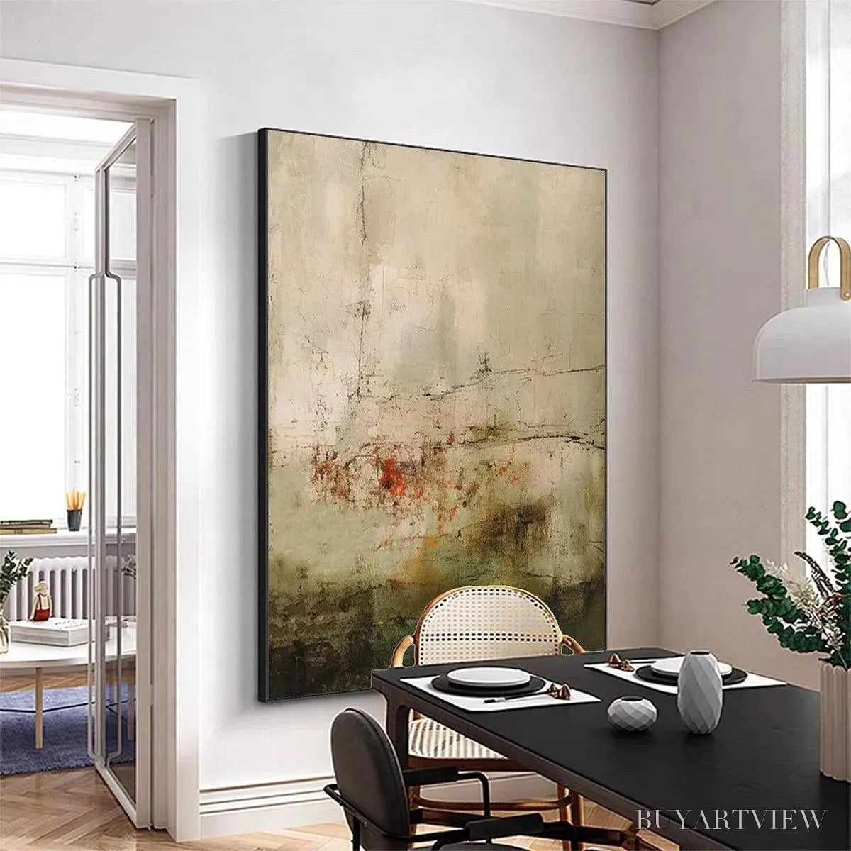 BUYARTVIEW Wabi Sabi Terrain – Textured Abstract Landscape Painting, Vertical - image 2