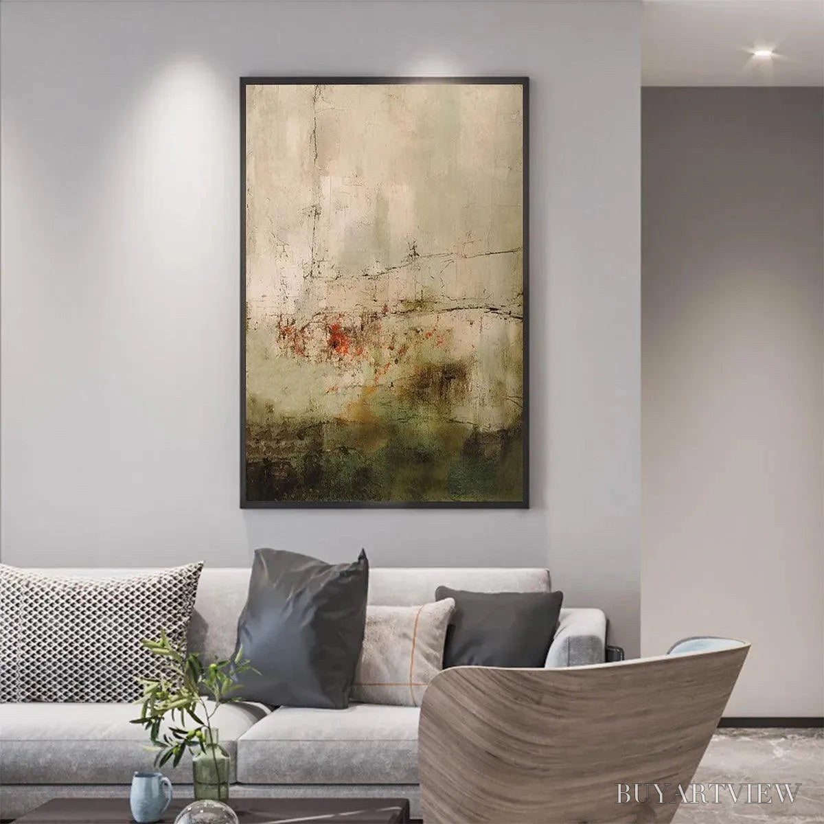 BUYARTVIEW Wabi Sabi Terrain – Textured Abstract Landscape Painting, Vertical - image 5