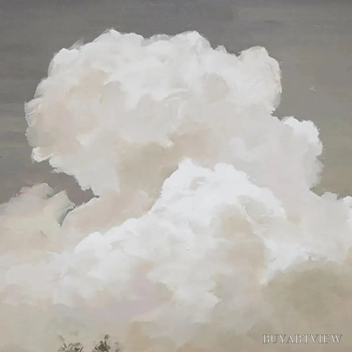 BUYARTVIEW Cloudy Landscape – Muted Landscape Painting, Vertical - image 3