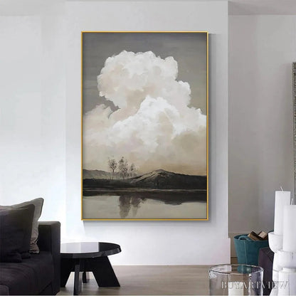 BUYARTVIEW Cloudy Landscape – Muted Landscape Painting, Vertical - image 4