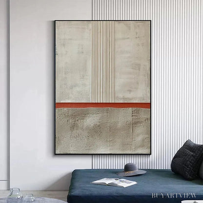 BUYARTVIEW Textured Minimalist Landscape – Terracotta and Beige Abstract Painting, Vertical - image 2