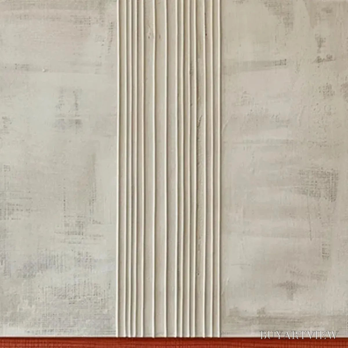 BUYARTVIEW Textured Minimalist Landscape – Terracotta and Beige Abstract Painting, Vertical - image 4