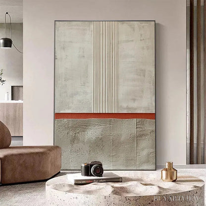 BUYARTVIEW Textured Minimalist Landscape – Terracotta and Beige Abstract Painting, Vertical - image 6