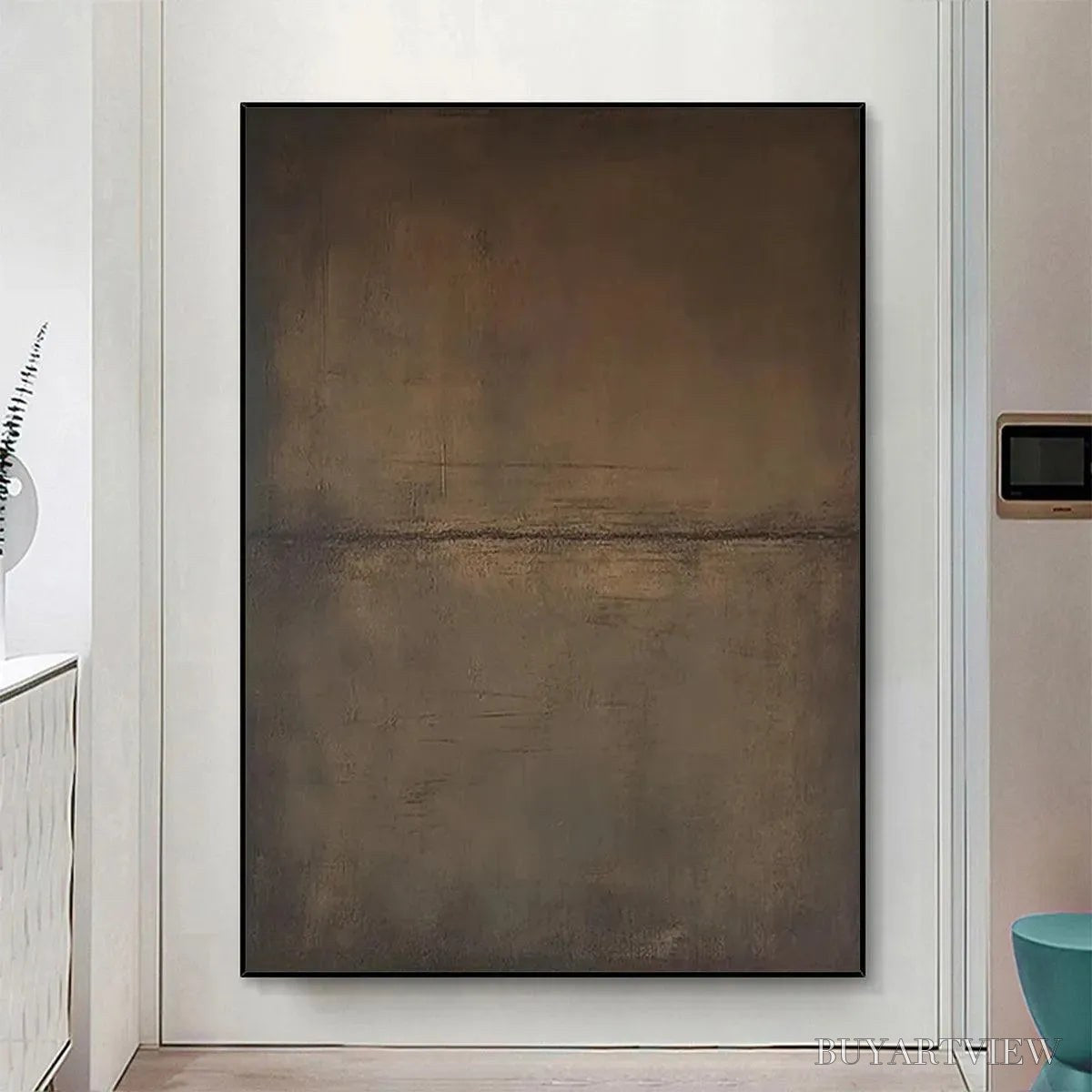 BUYARTVIEW Umber Abstract Landscape – Abstract Painting in Brown - image 2