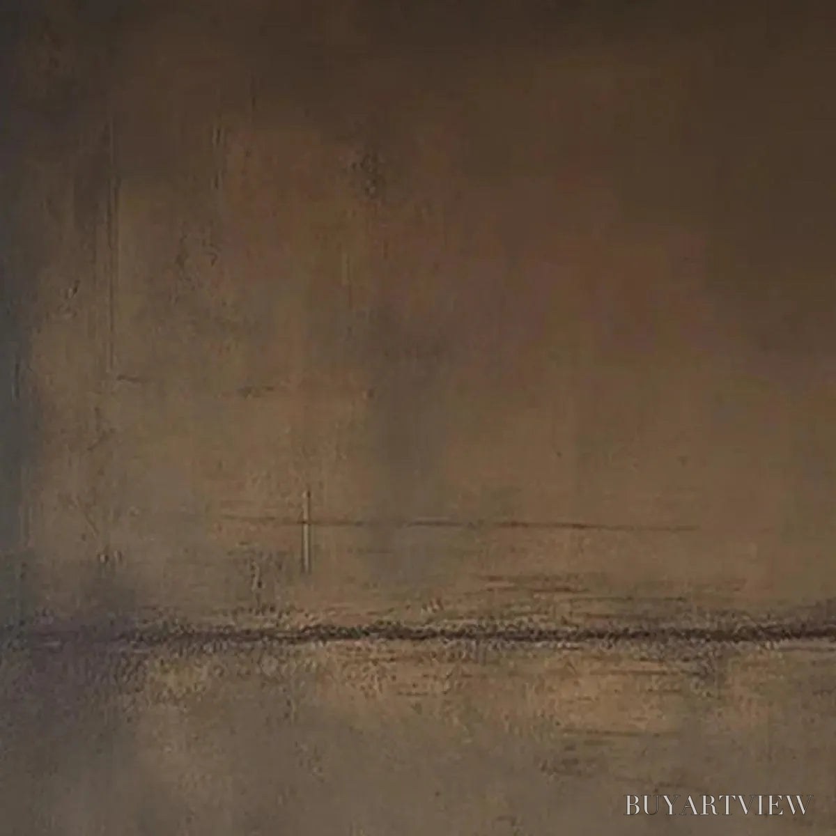 BUYARTVIEW Umber Abstract Landscape – Abstract Painting in Brown - image 5