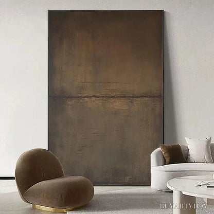 BUYARTVIEW Umber Abstract Landscape – Abstract Painting in Brown - image 6