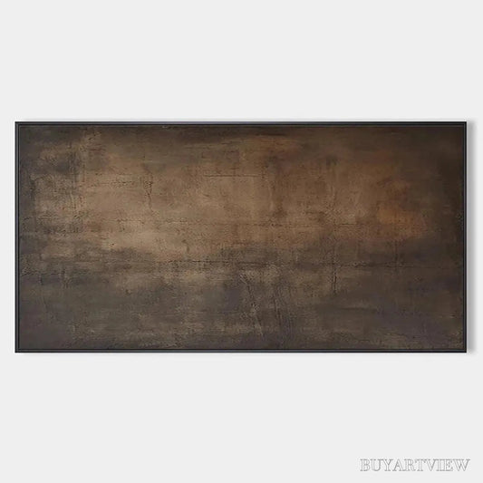 BUYARTVIEW Dark Brown Textured Landscape – Abstract Painting in Brown - image 1