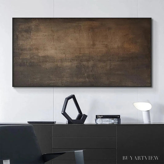 BUYARTVIEW Dark Brown Textured Landscape – Abstract Painting in Brown - image 2