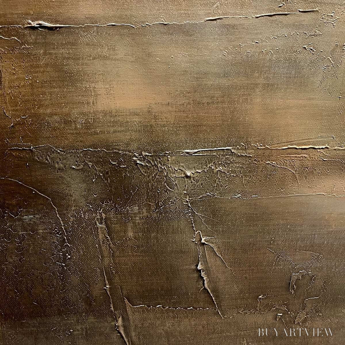 BUYARTVIEW Dark Brown Textured Landscape – Abstract Painting in Brown - image 3