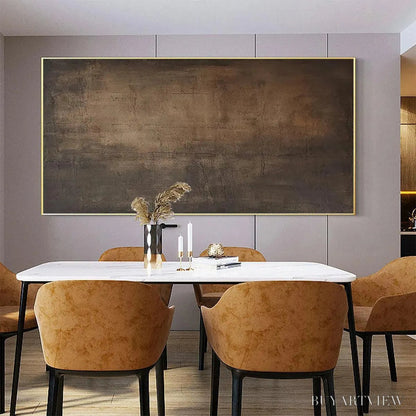 BUYARTVIEW Dark Brown Textured Landscape – Abstract Painting in Brown - image 5