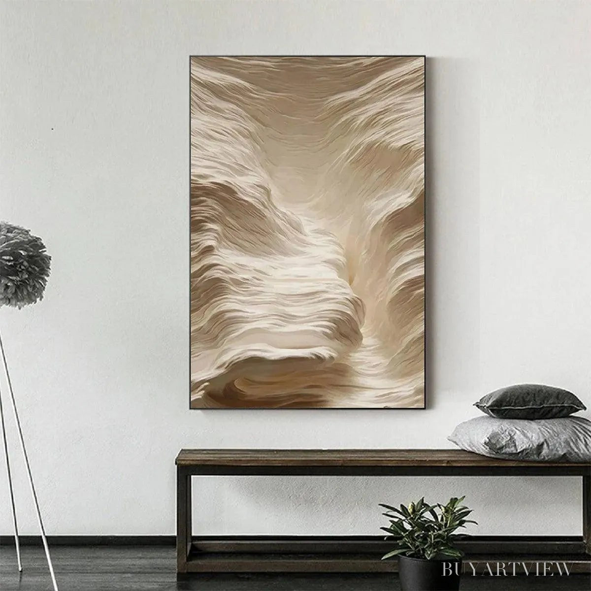 BUYARTVIEW White Sand Dunes – Textured Abstract Landscape Painting, Vertical - image 2