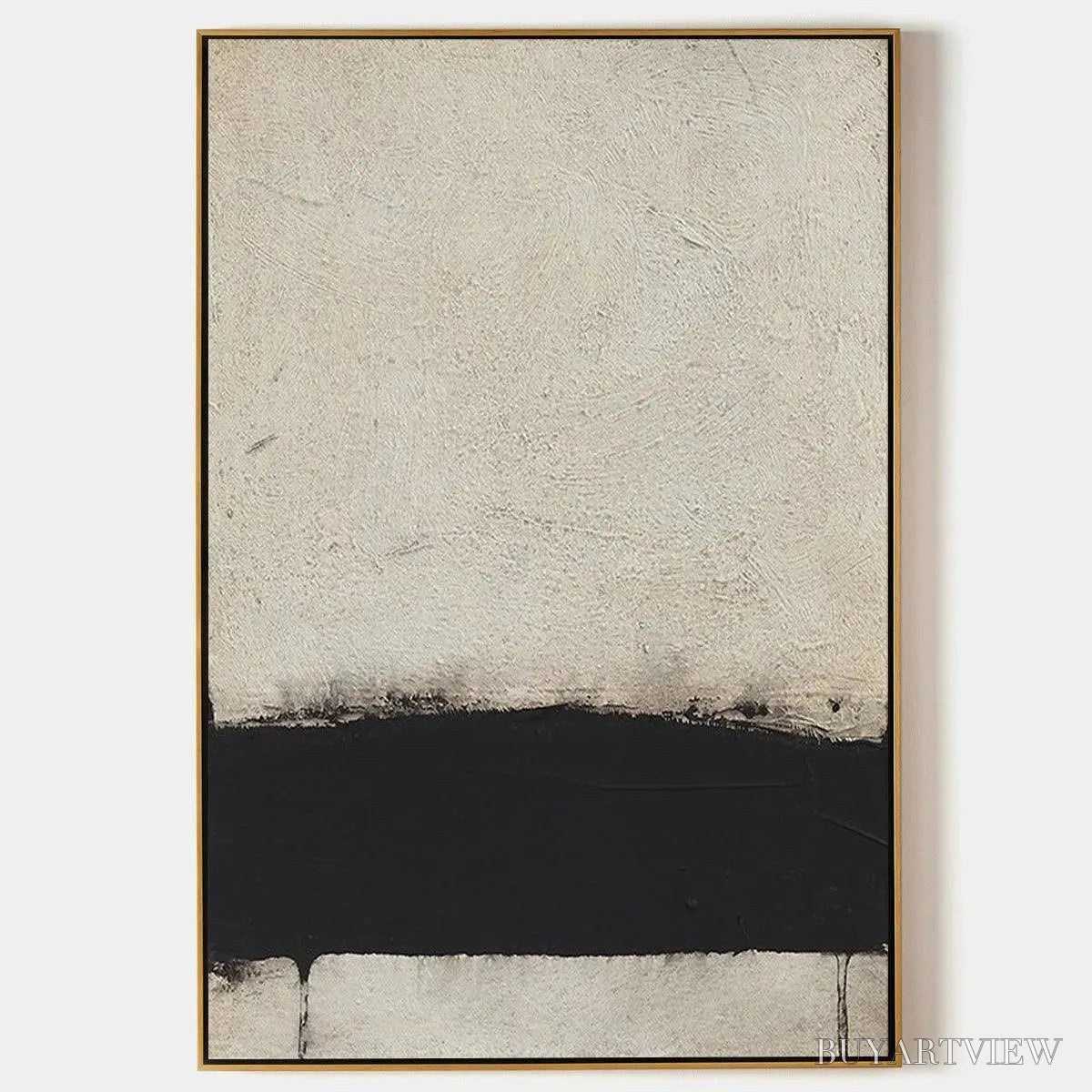 BUYARTVIEW Minimalist Black and White Landscape – Textured Abstract Painting, Vertical - image 1