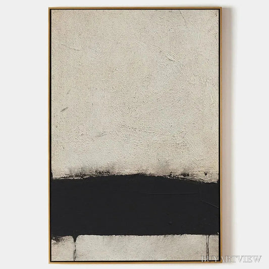 BUYARTVIEW Minimalist Black and White Landscape – Textured Abstract Painting, Vertical - image 1