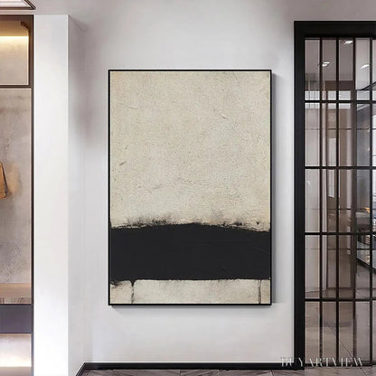 BUYARTVIEW Minimalist Black and White Landscape – Textured Abstract Painting, Vertical - image 4