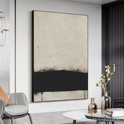 BUYARTVIEW Minimalist Black and White Landscape – Textured Abstract Painting, Vertical - image 5