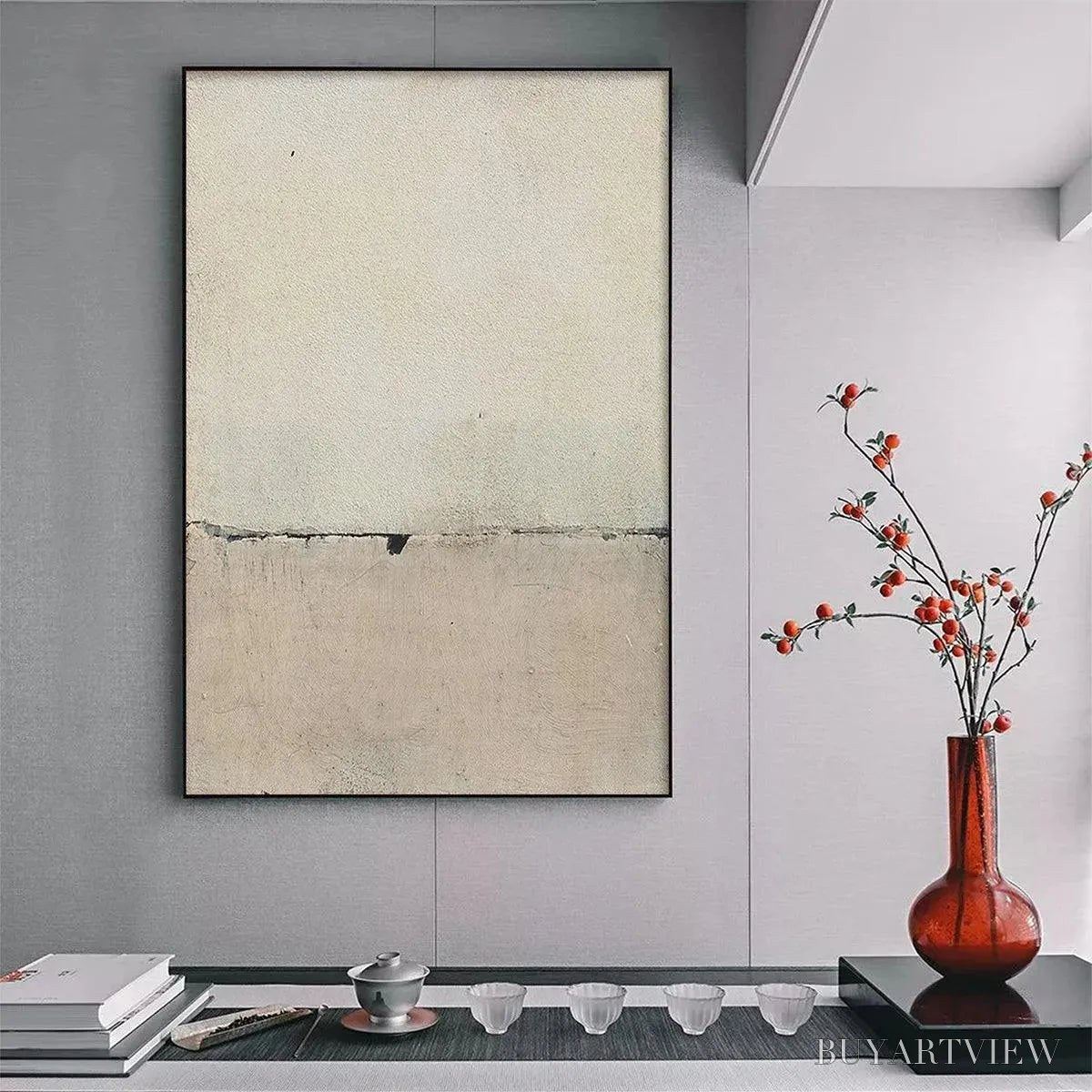 BUYARTVIEW Minimalist Earthscape – Neutral Abstract Landscape Painting, Vertical - image 6