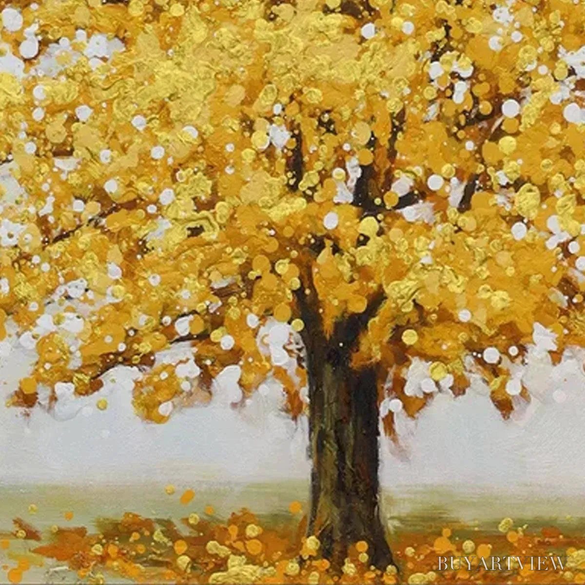 BUYARTVIEW Golden Majesty – Textured Golden Tree Painting, Square - image 3
