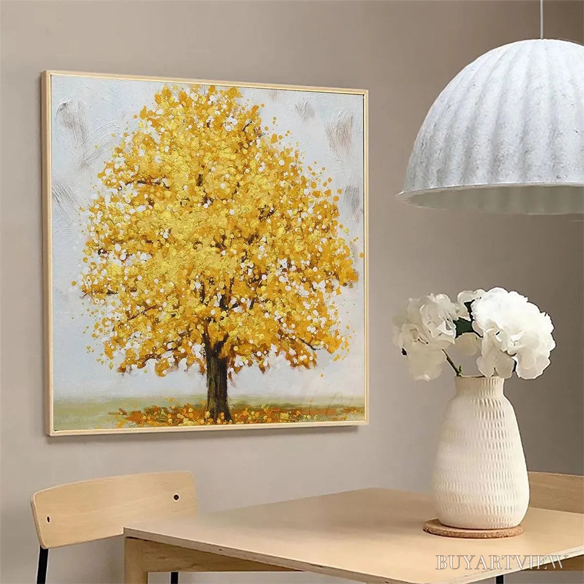BUYARTVIEW Golden Majesty – Textured Golden Tree Painting, Square - image 4