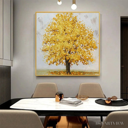 BUYARTVIEW Golden Majesty – Textured Golden Tree Painting, Square - image 5