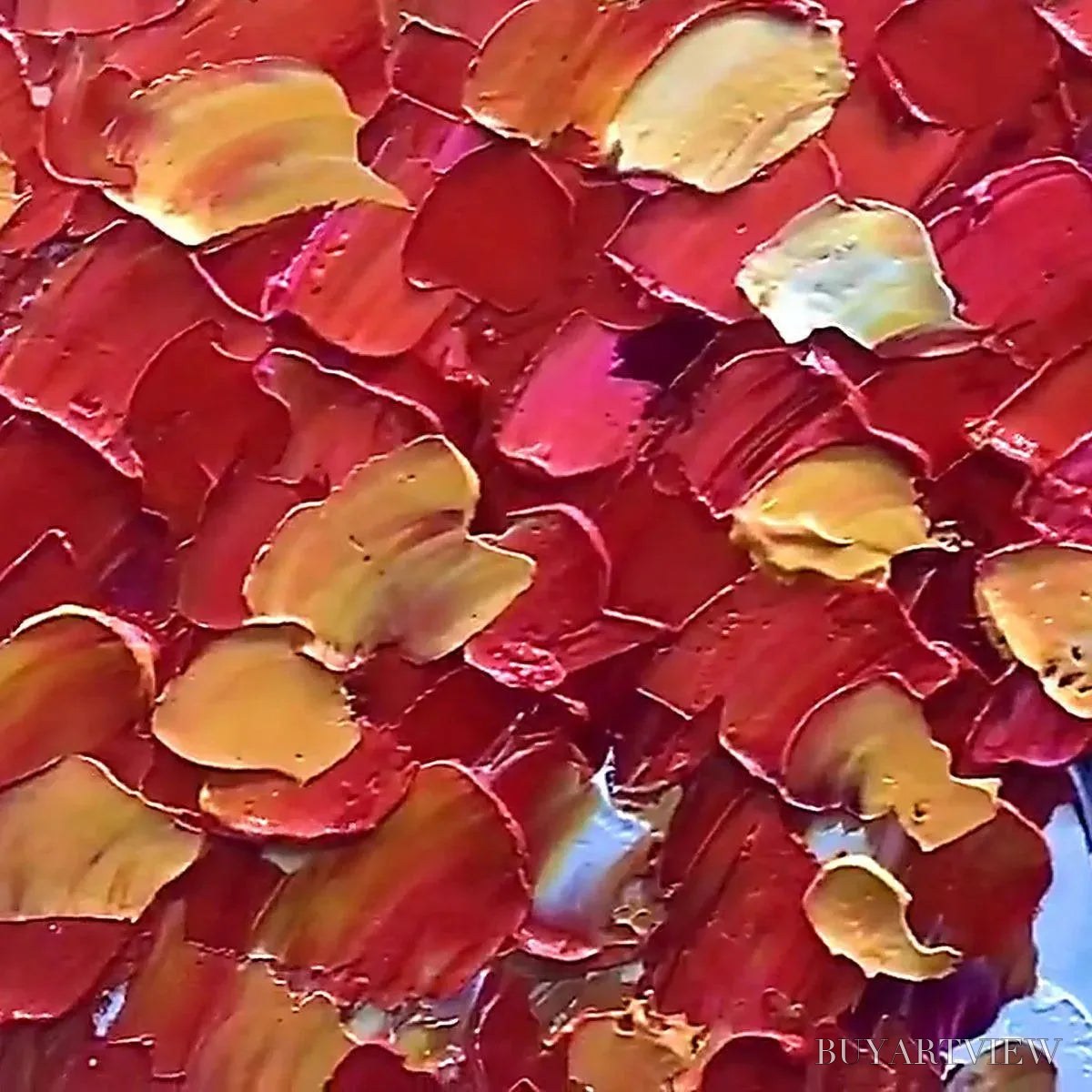 BUYARTVIEW Autumn Fire – Textured Impasto Painting of a Tree in Orange and Red - image 6