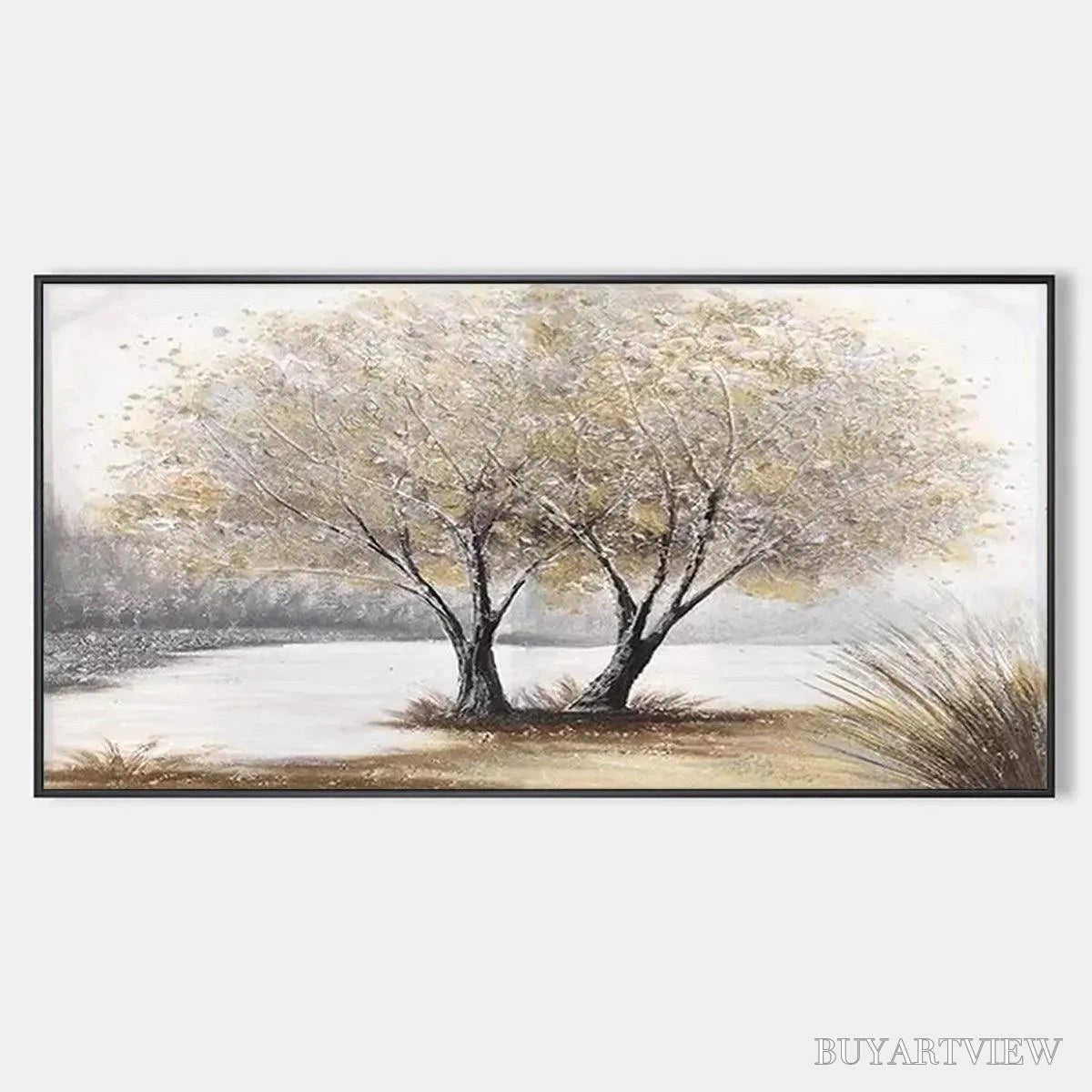 BUYARTVIEW Twilight Trees – Serene Landscape Painting of Trees by the Water - image 1
