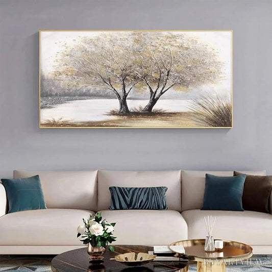 BUYARTVIEW Twilight Trees – Serene Landscape Painting of Trees by the Water - image 2