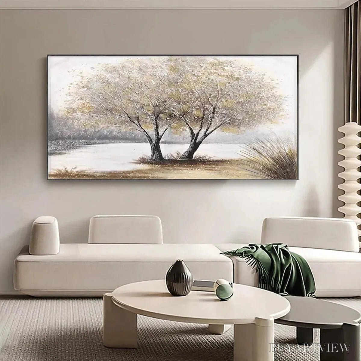BUYARTVIEW Twilight Trees – Serene Landscape Painting of Trees by the Water - image 3