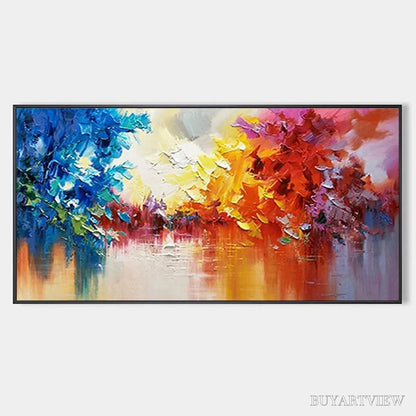 BUYARTVIEW Colorful Reflections – Textured Abstract Landscape Painting - image 1