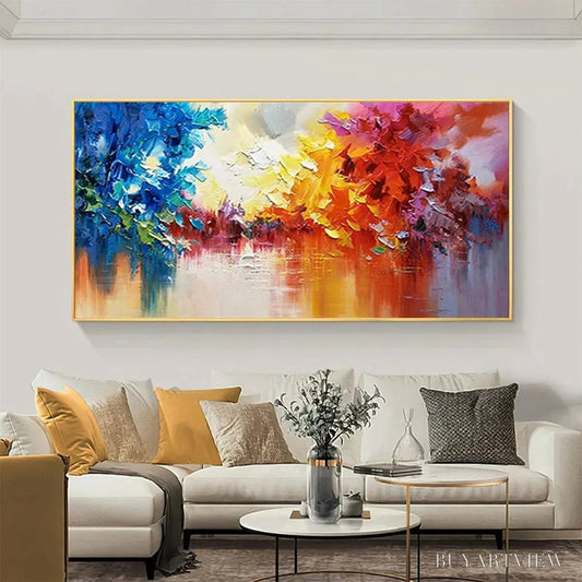 BUYARTVIEW Colorful Reflections – Textured Abstract Landscape Painting - image 2