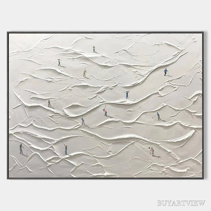 BUYARTVIEW White Greens – Textured Abstract Golf Landscape Painting - image 1
